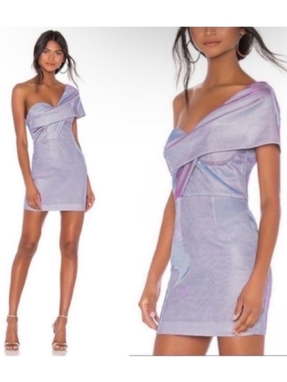 Atoir Mean To Me One Shoulder Bustier Mini Dress Iridescent Purple